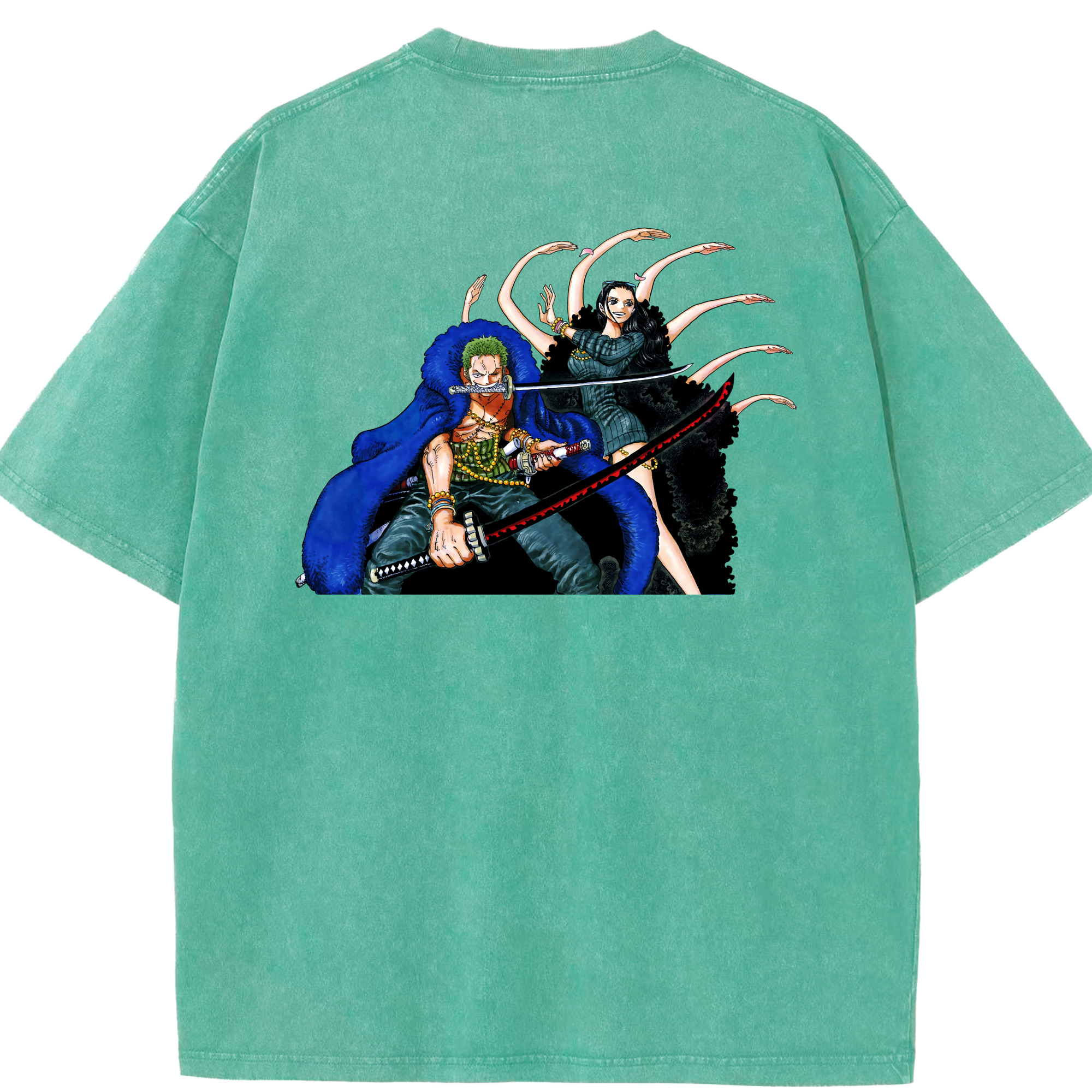 ワンピース ロロノア・ゾロ ONE PIECE Roronoa Zoro 綿100% ヴィンテージ風 半袖Tシャツ（背面プリント）